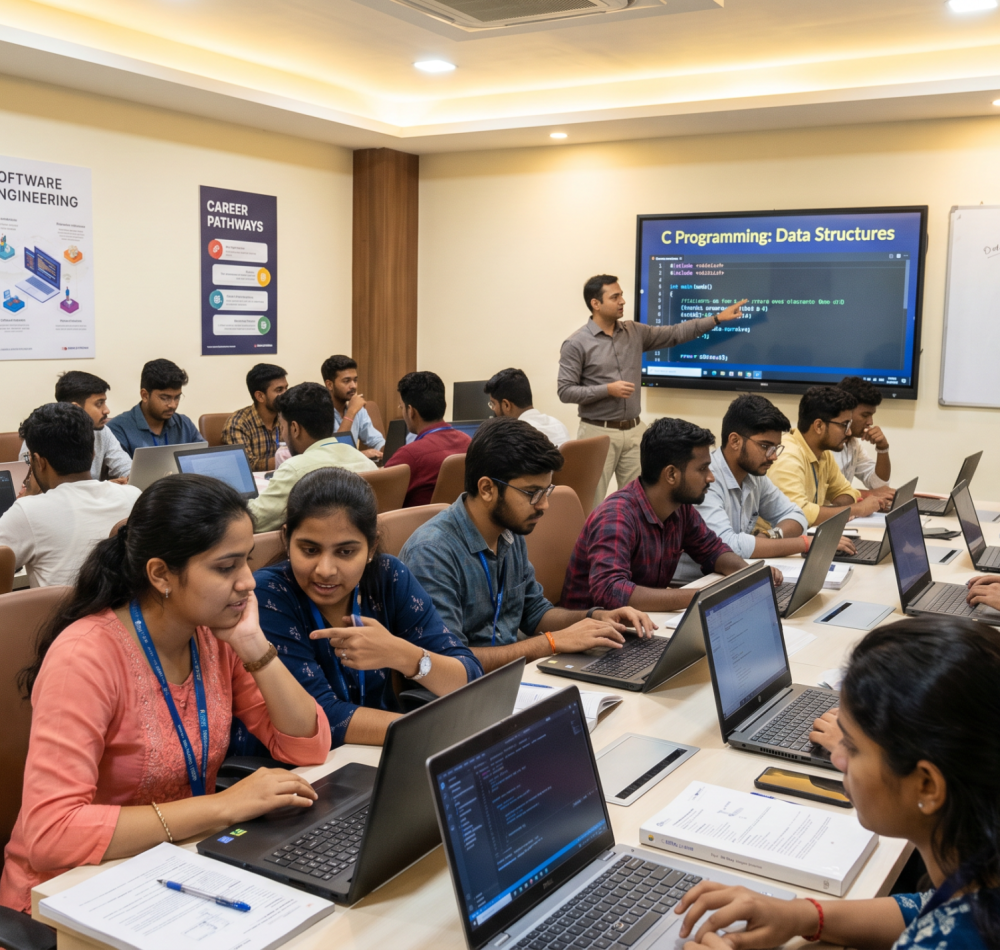 A realistic classroom or training institute environment