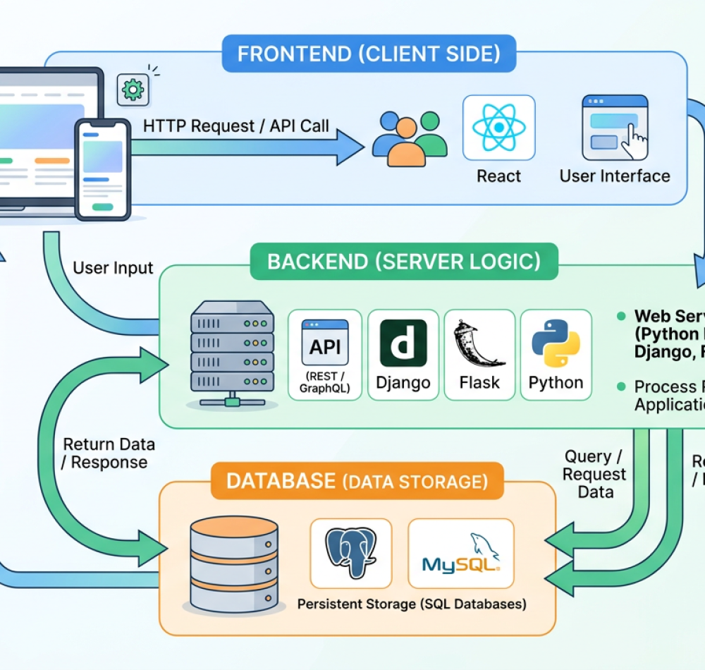 Illustration of full stack development architecture