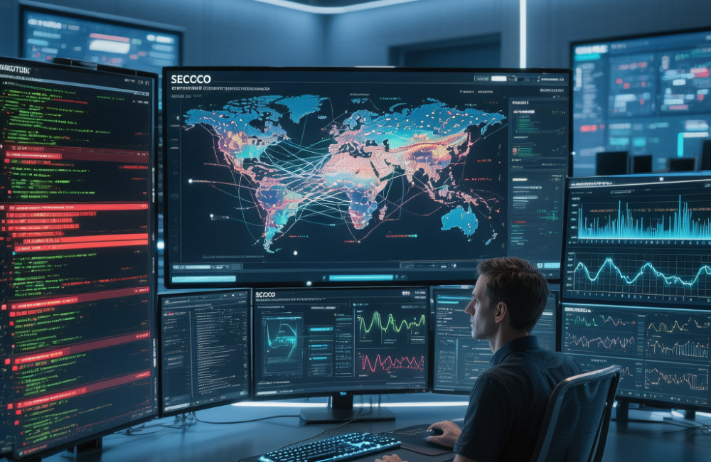 cybersecurity professional working inside a Security Operations Center